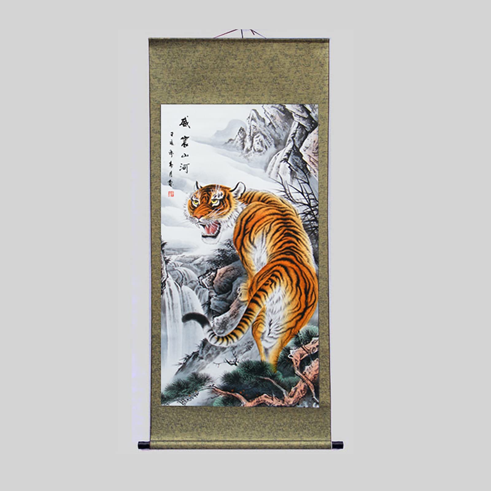 Amazon.co.jp: 開運画掛軸-猛虎図掛軸/掛け軸 床の間 和室 厄除け 無病
